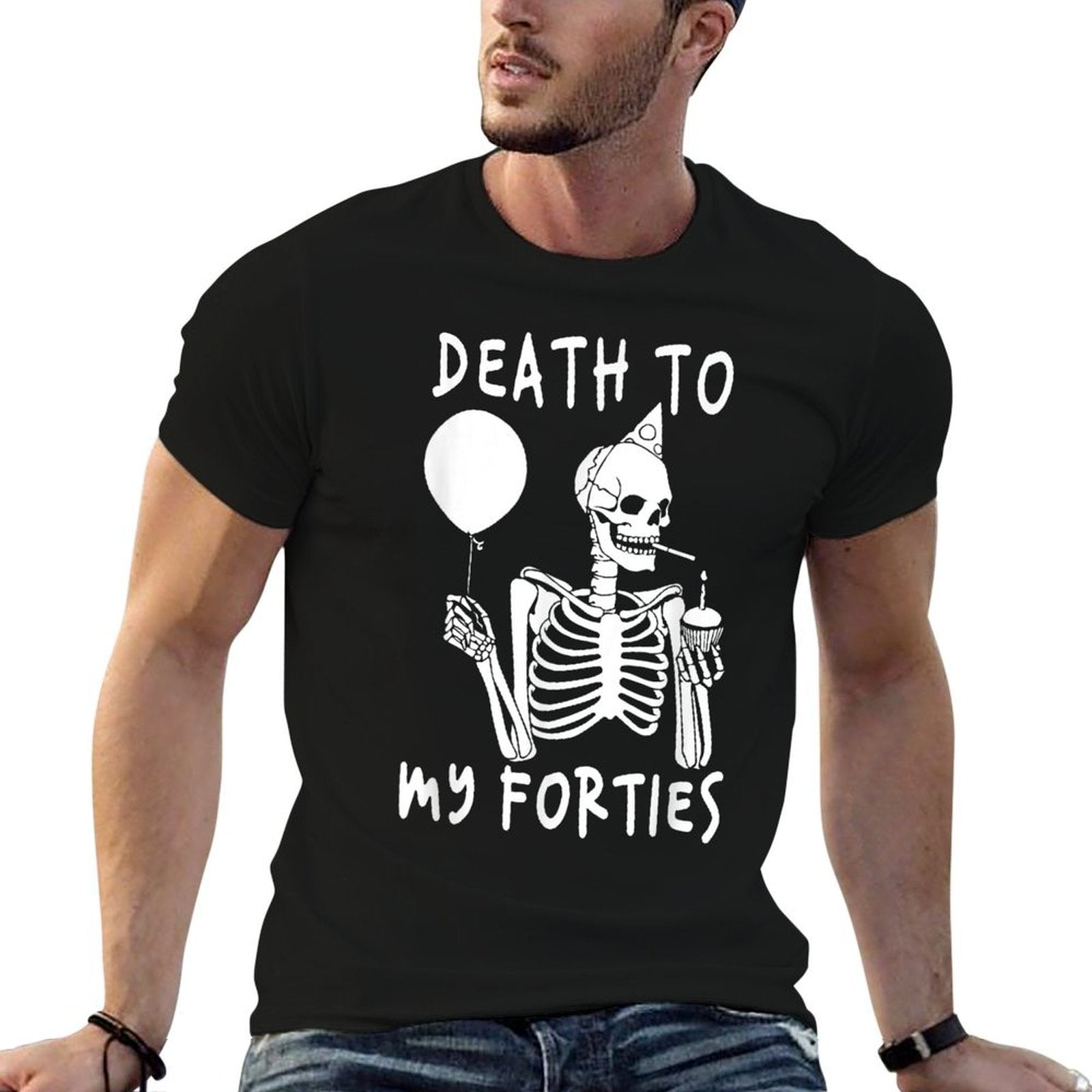 Death To My Forties 40s Funny Turning 50th Birthday Skeleton  Slim-fit Cut T-Shirt