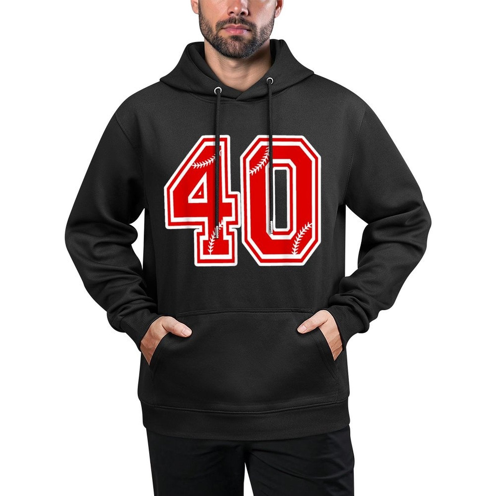 Red Baseball Number 40 Mens 40th Birthday T Unisex Design Hoodie