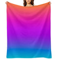 Blue Purple Orange Aqua Ombre Machine-washable Throw Blanket