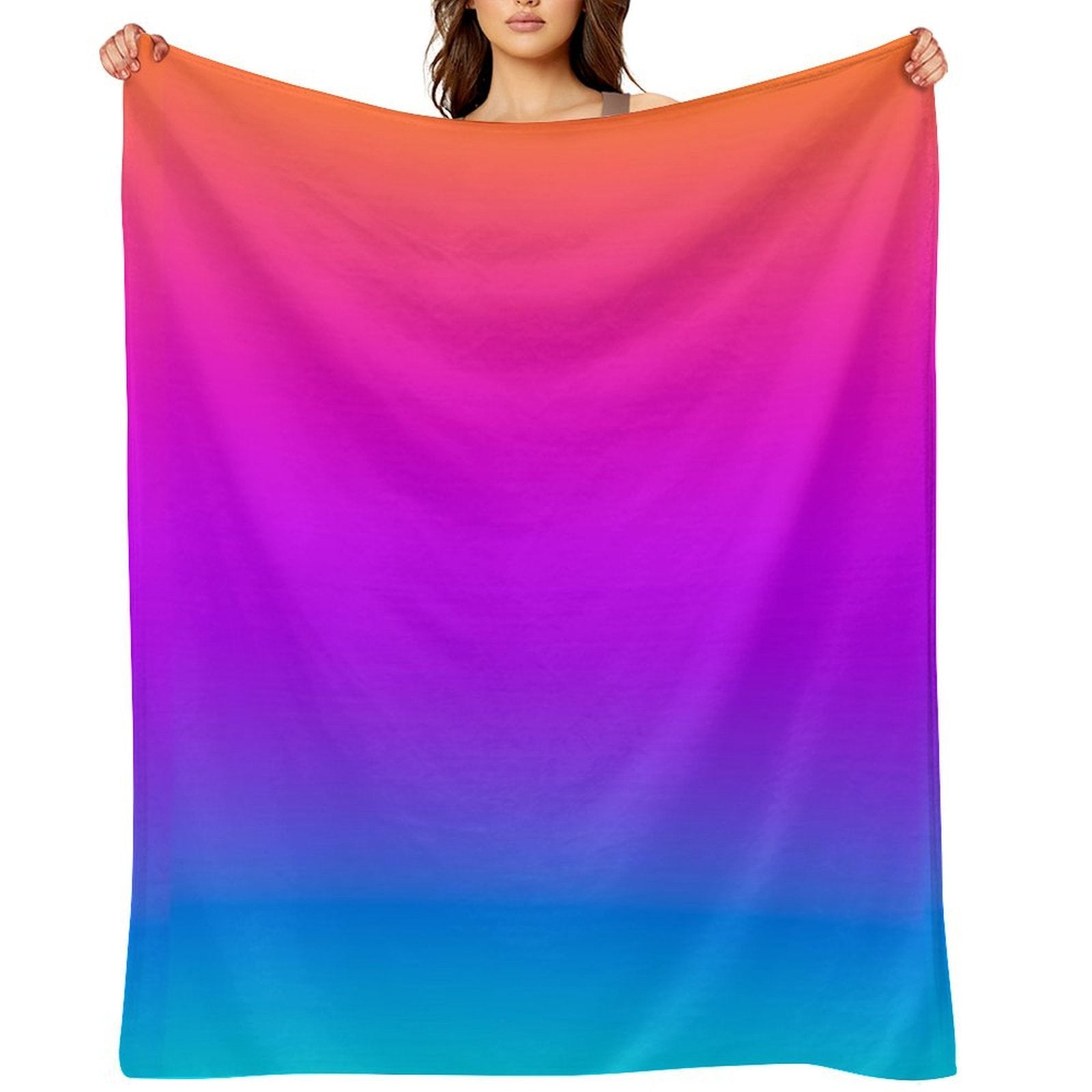 Blue Purple Orange Aqua Ombre Machine-washable Throw Blanket