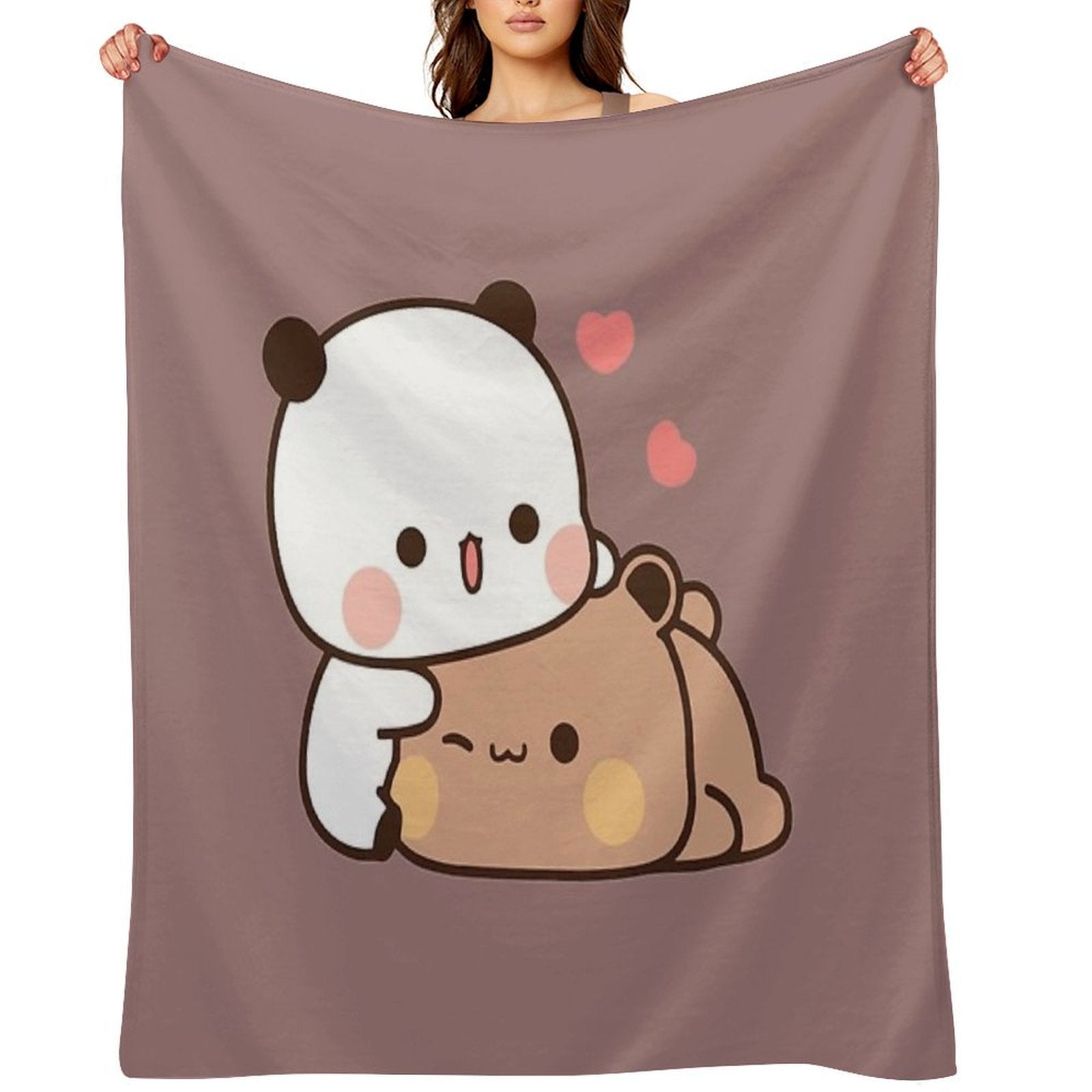 DuDu Bear And BuBu Panda’s Love Relaxing Moment Shrink-resistant Throw Blanket