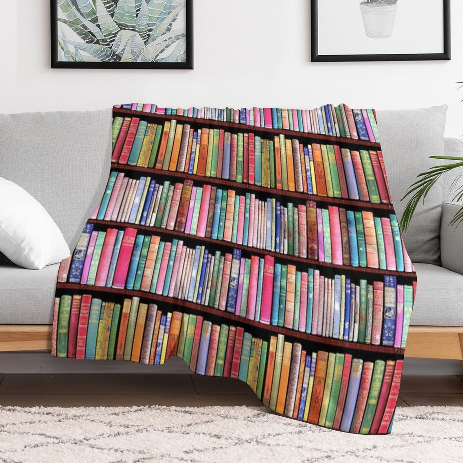 Bookworm Antique Book Library, Vintage Book Shelf Quick-dry Throw Blanket