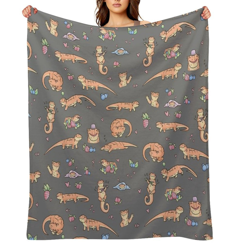 Dragons And Berries Machine-washable Throw Blanket