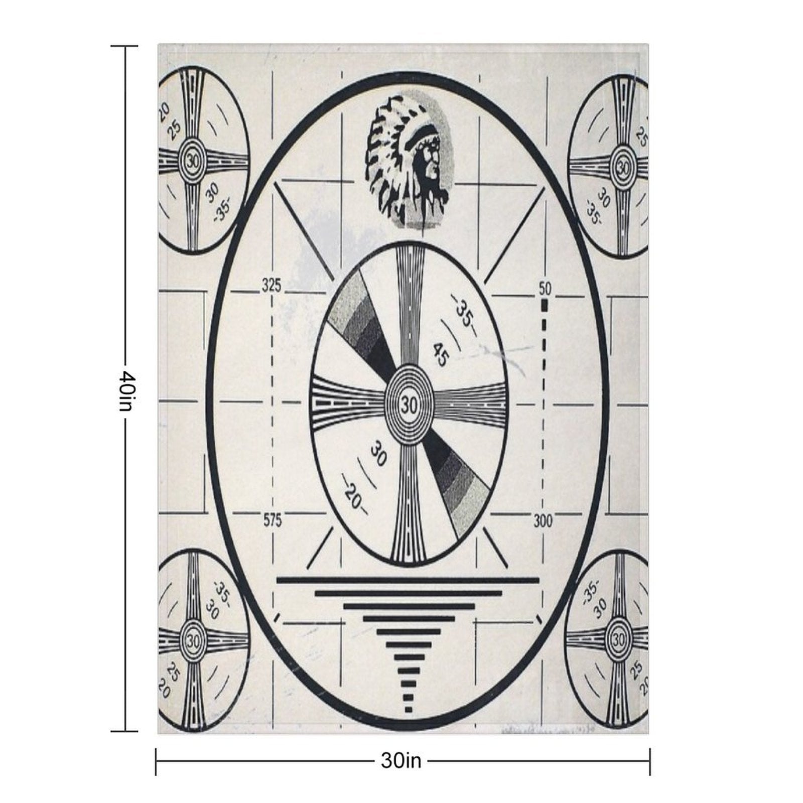 Retro TV Monoscope Test Pattern Durable Throw Blanket