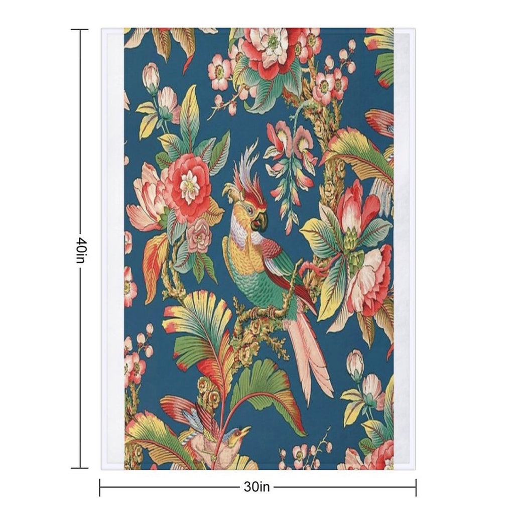 Antique French Chinoiserie in Blue Wrinkle-free Throw Blanket