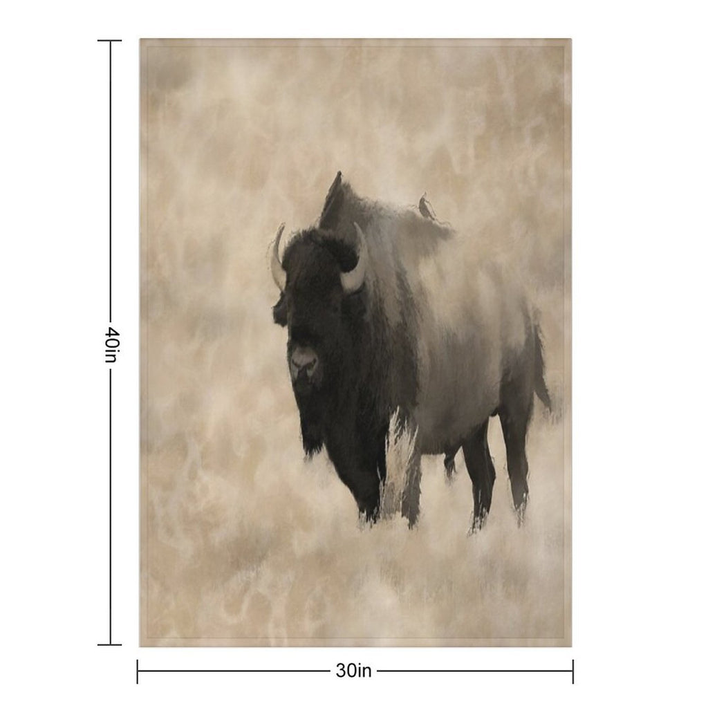 American Buffalo  -  Plains Bison Travel-friendly Throw Blanket