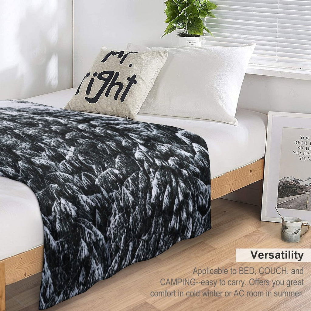The White Bunch  Misty Moody Foggy Milky Winter Wonderland Forest With Cascadia Trees Covered In Magic Fog Comfort Throw Blanket