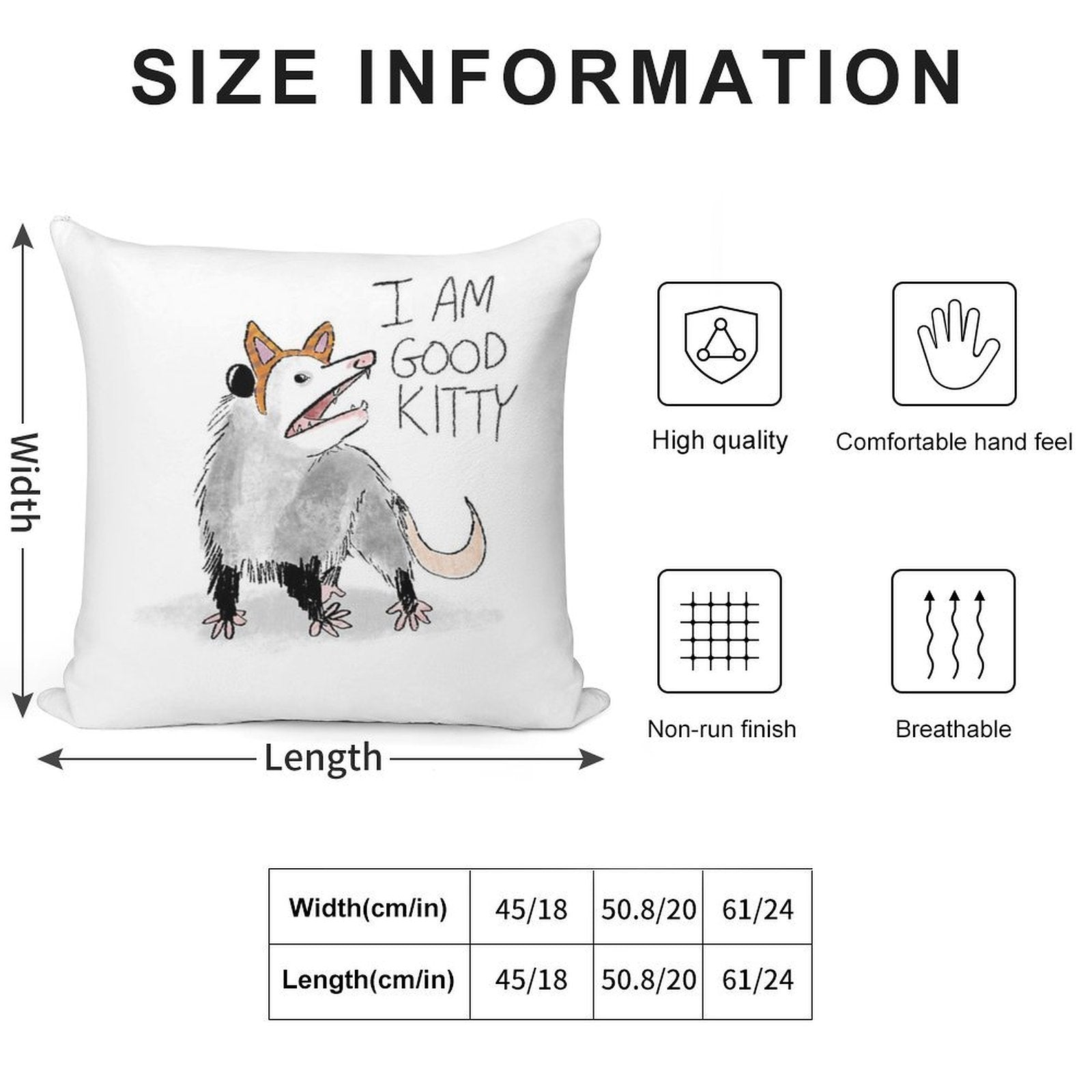 I AM GOOD KITTY Design Soft Shrink-Resistant Throw Pillow