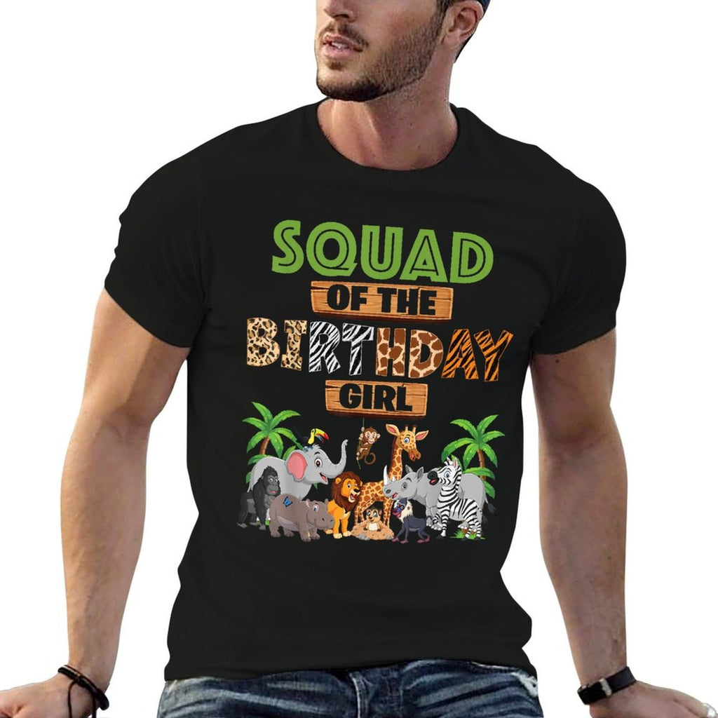 Wild Squad Of The Birthday Girl Zoo Safari Jungle Animal  Heathered Texture T-Shirt