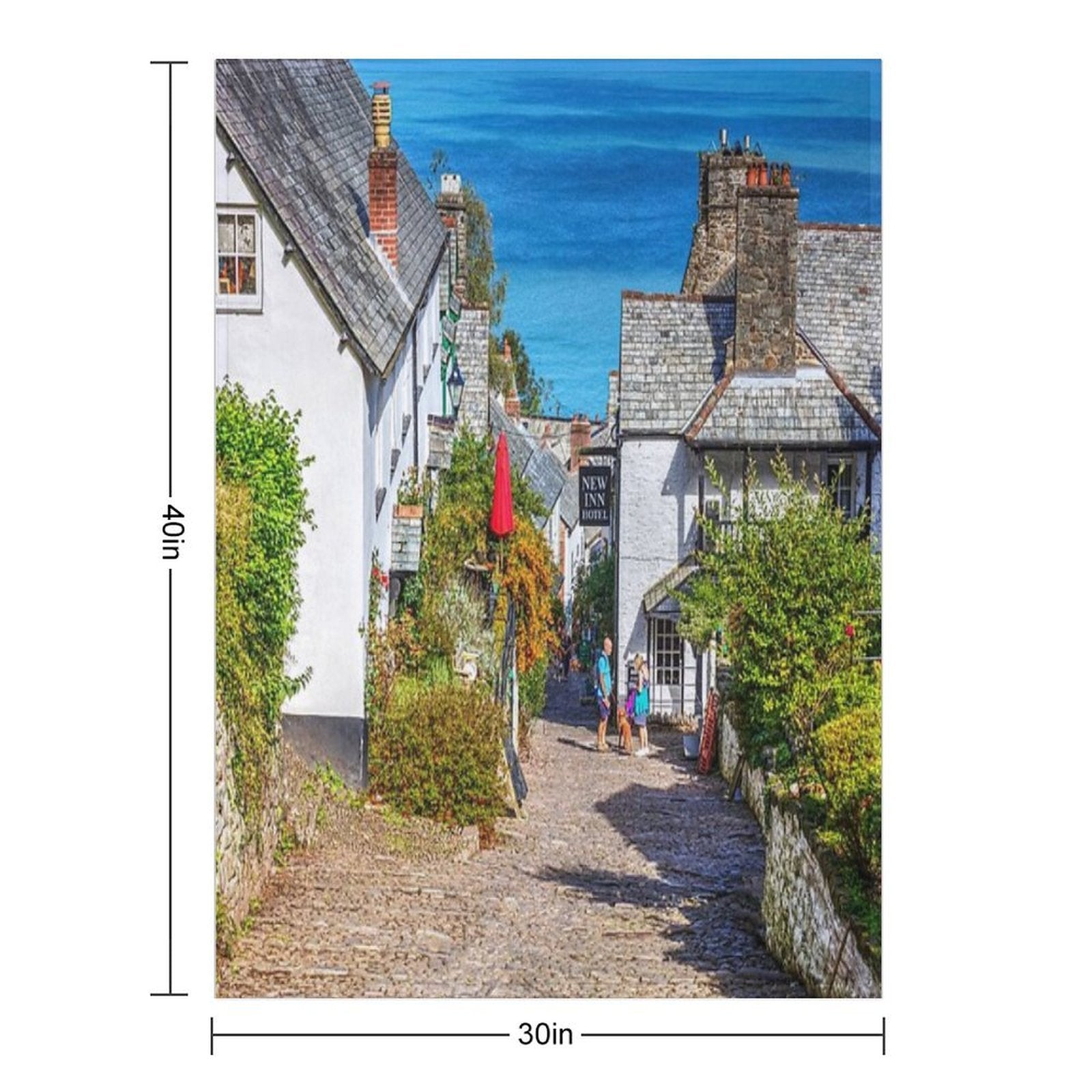 Clovelly Houses, North Devon, England Premium Throw Blanket