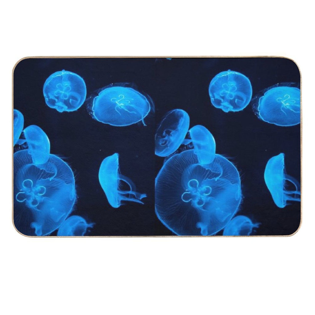 Blue Jellyfish Swimming  Eco-Friendly Bath Mat