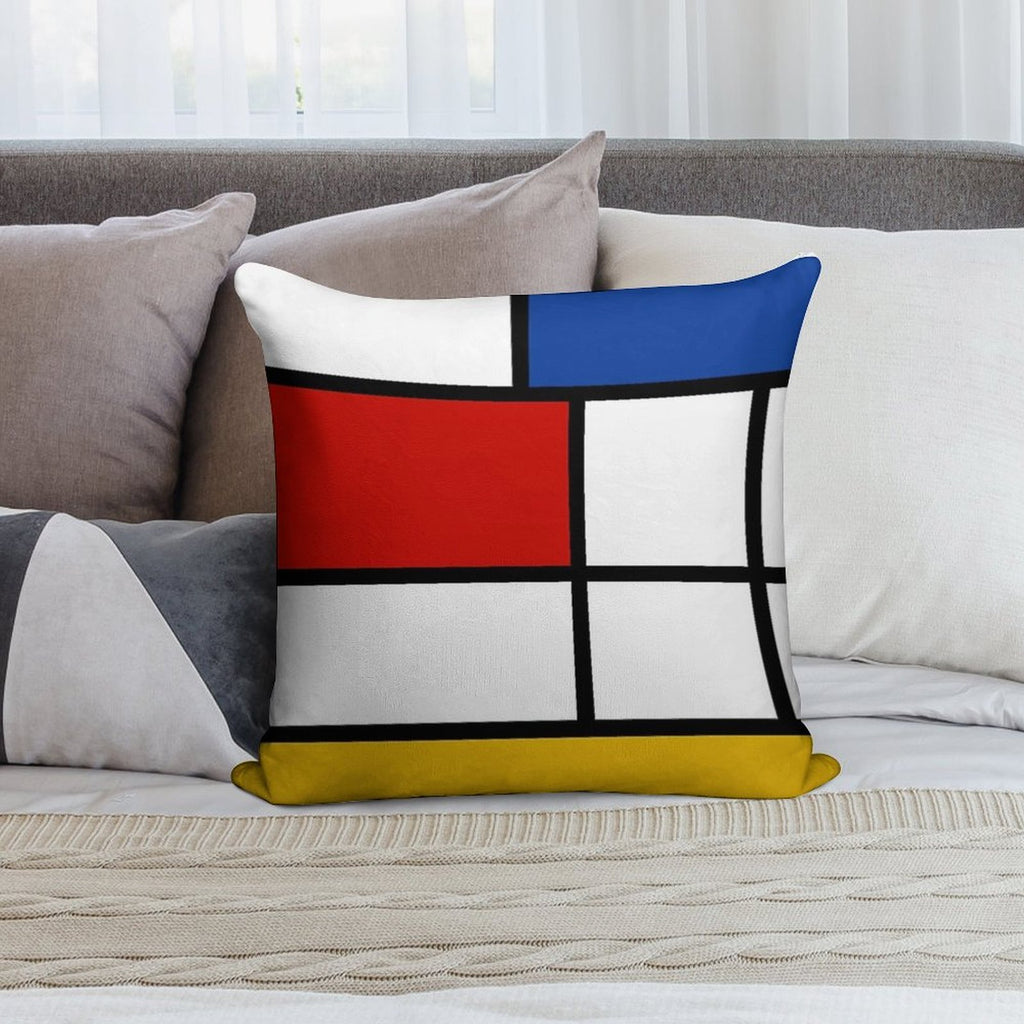 De Stijl #1 (Mondrian Inspired) Soft Shrink-Resistant Throw Pillow