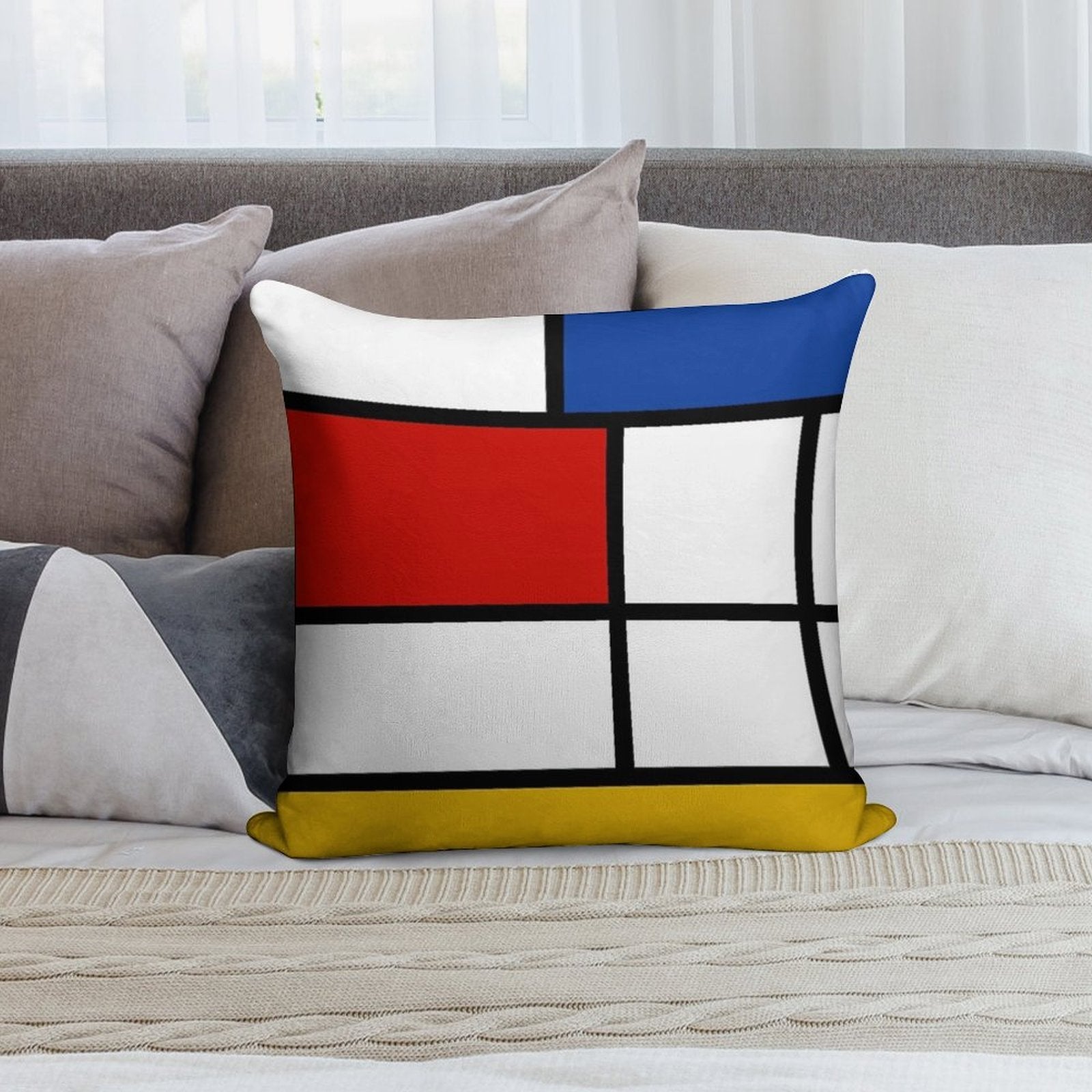 De Stijl #1 (Mondrian Inspired) Soft Shrink-Resistant Throw Pillow