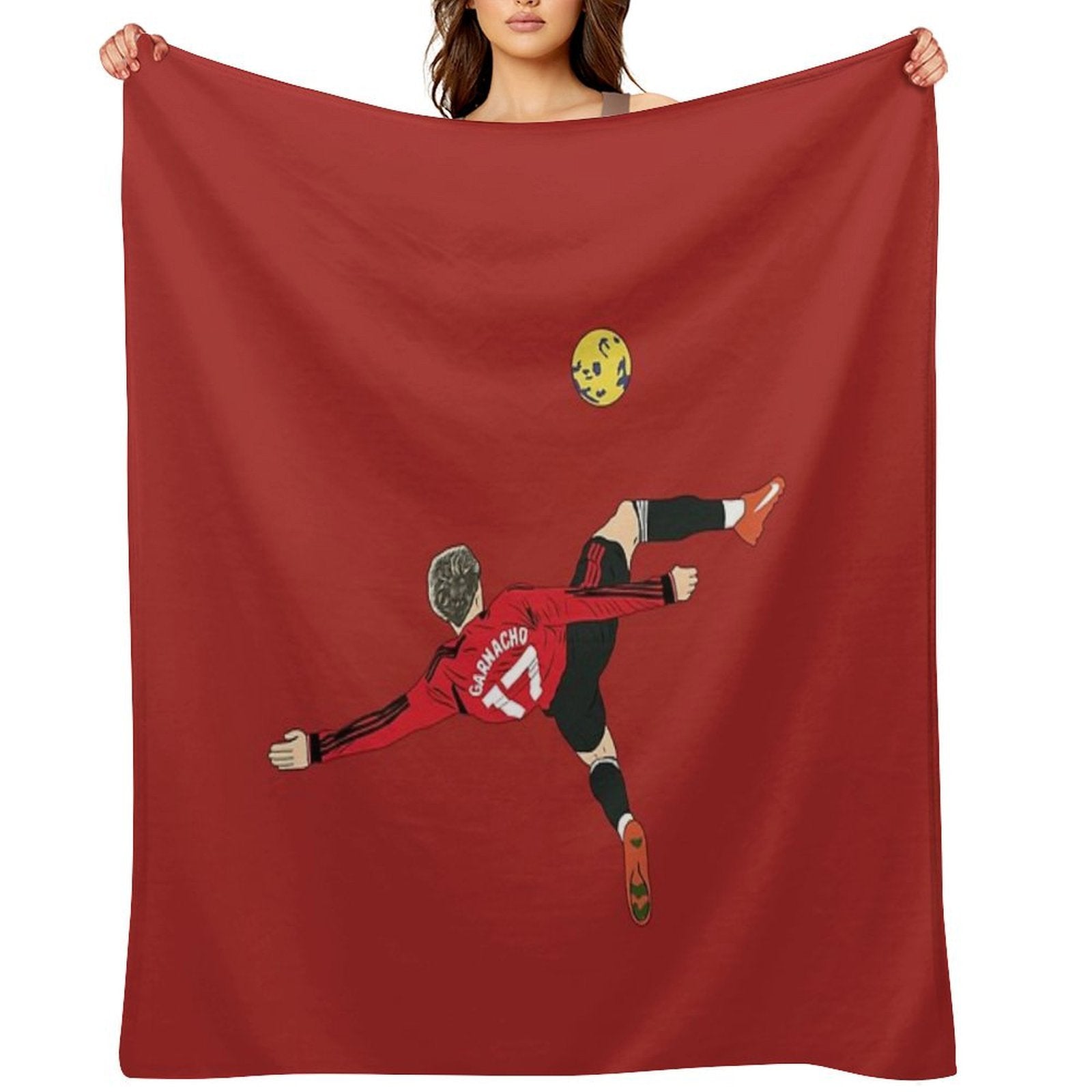 Alejandro Garnacho Bicycle Kick Overhead Goal Premium Throw Blanket