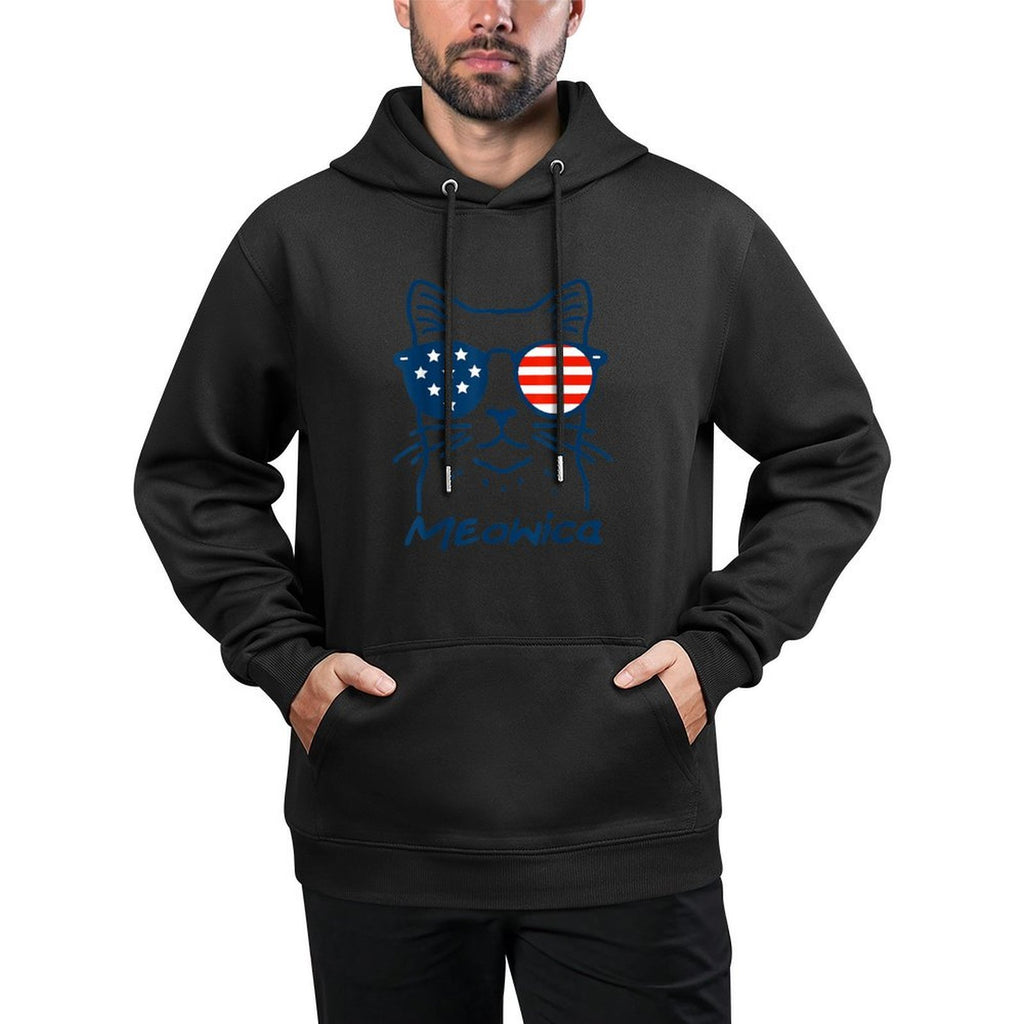 Meowica USA Merica Cat 4th of July Funny Patriotic Casual Wear Hoodie