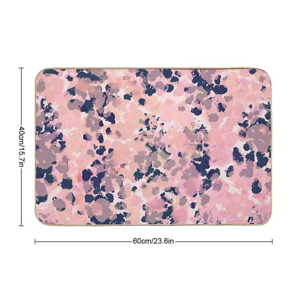 Smudgy Painted Abstract Pattern in Navy Blue, Pink, Taupe, And Blush  Eco-Friendly Bath Mat