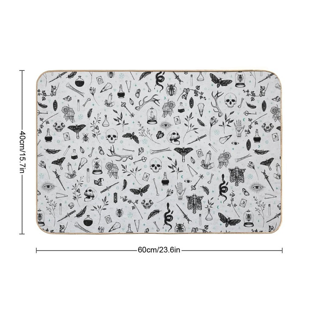 Black And Grey Witchy Pattern  Pet-Safe Bath Mat