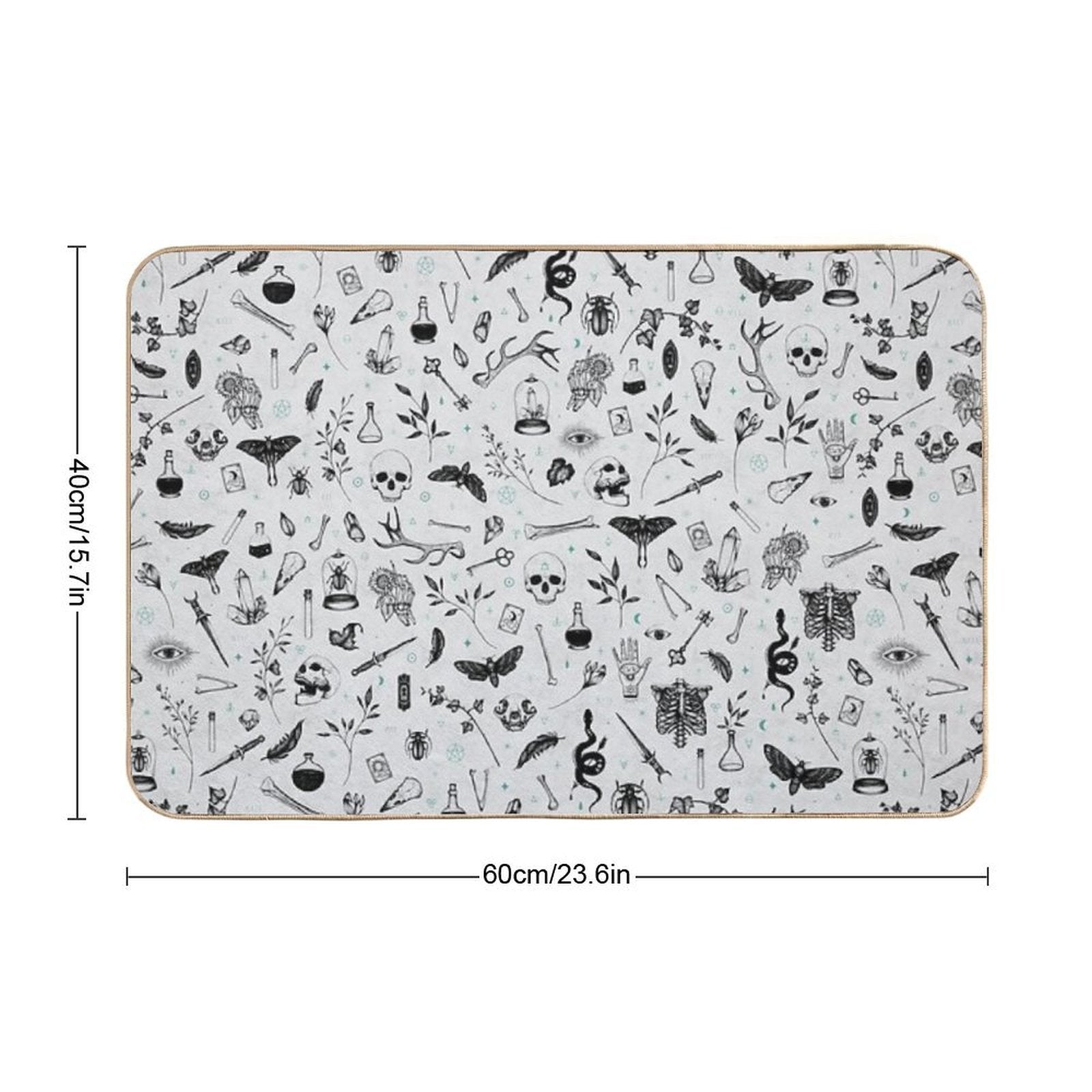 Black And Grey Witchy Pattern  Pet-Safe Bath Mat