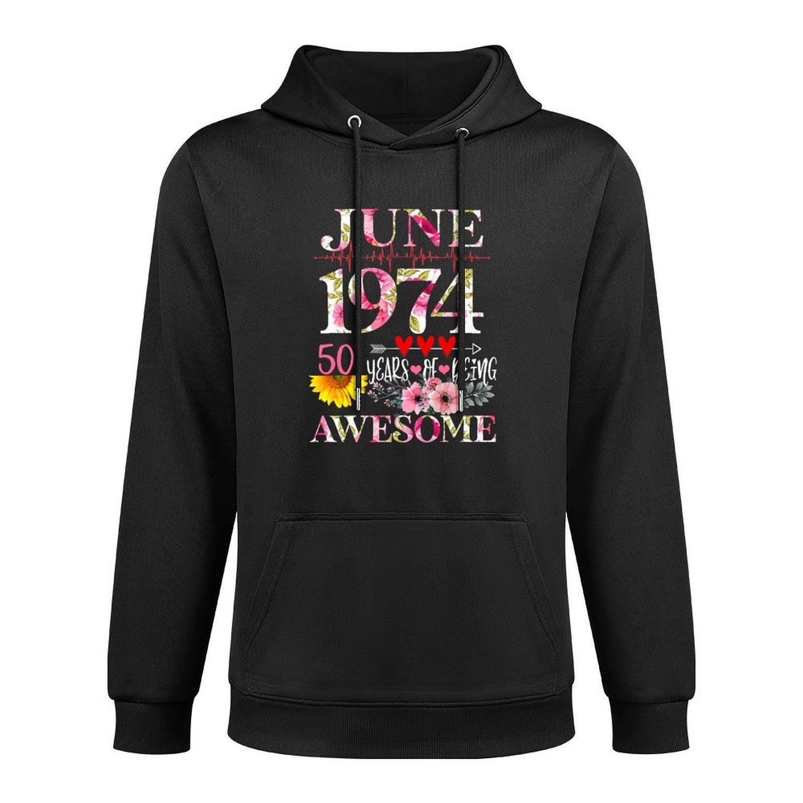 June 1974 Floral 50th Birthday 50 Years Of Being Awesome Premium Layering Staple Hoodie