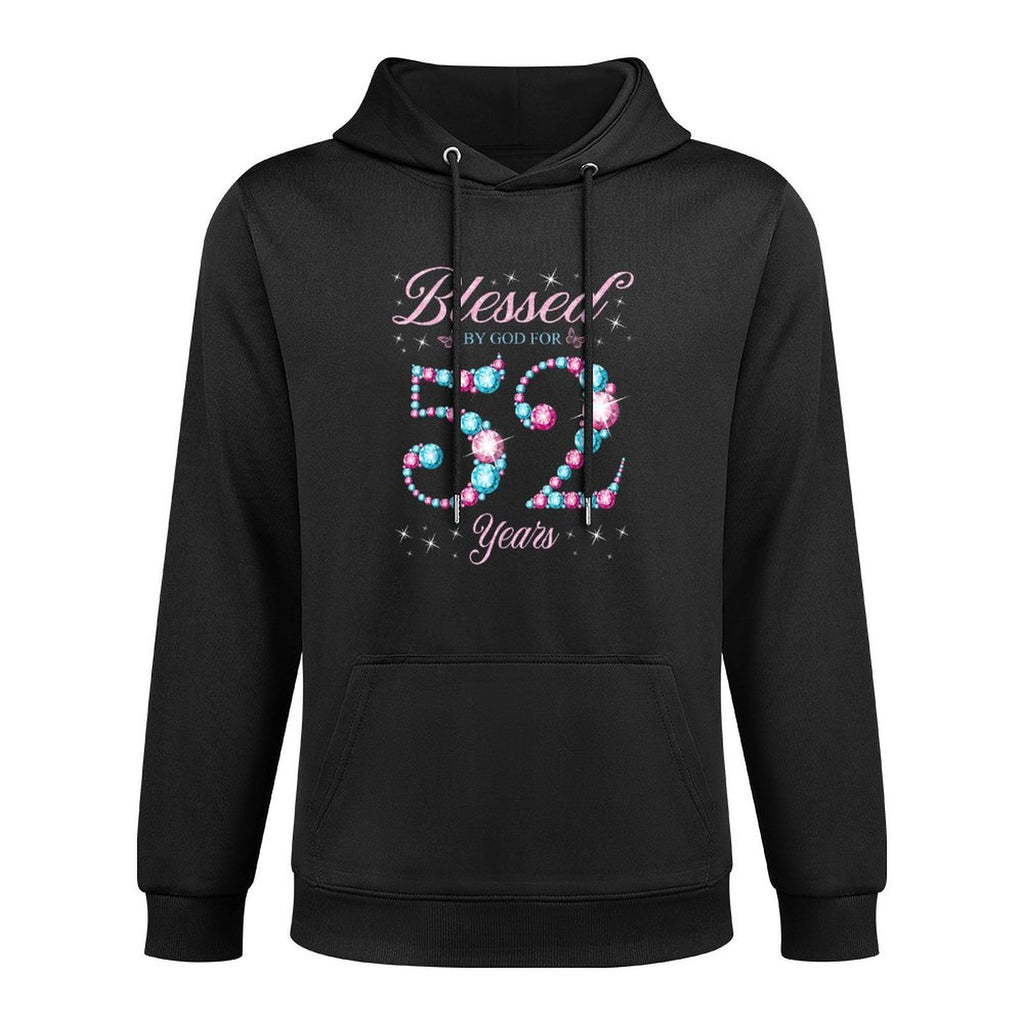 Blessed By God For 52 Years Old 52nd Birthday Woman Queen Medium-Weight Fabric Hoodie