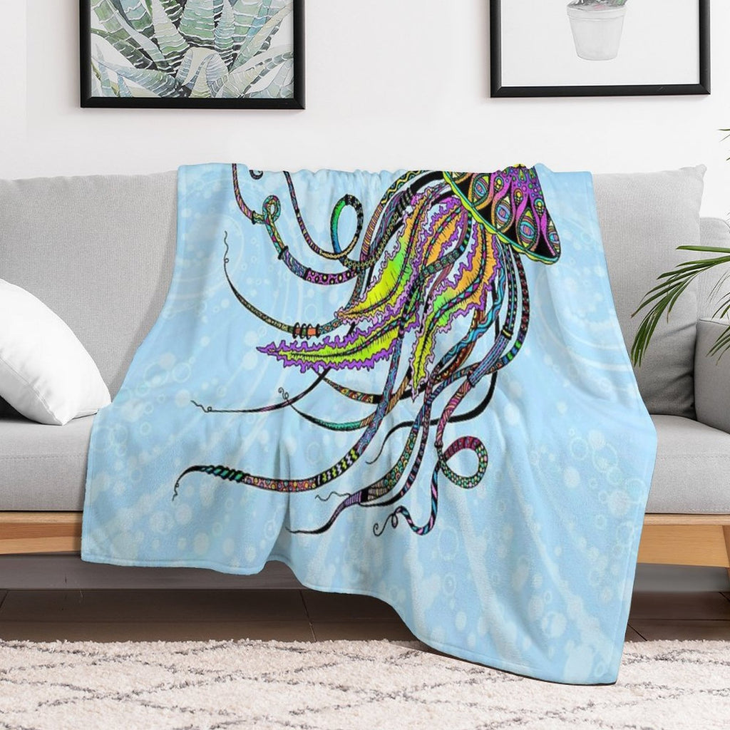 Electric Jellyfish Versatility Throw Blanket