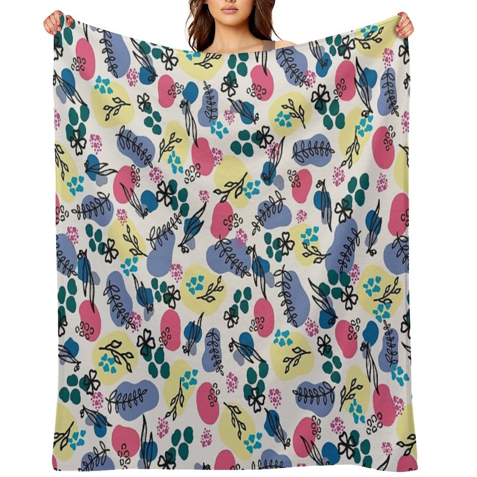 Botanical Shrink-resistant Throw Blanket