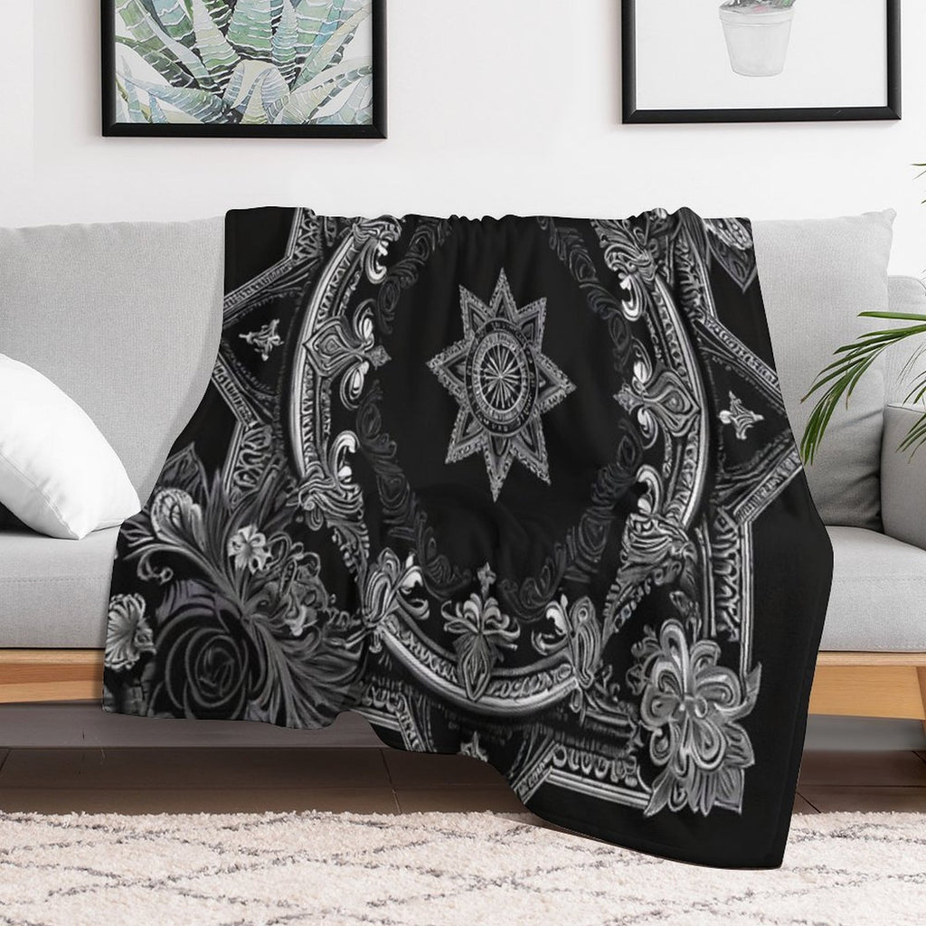 RogerPattern - Monochrome Elegance Black And White Symphony Eco-conscious Throw Blanket