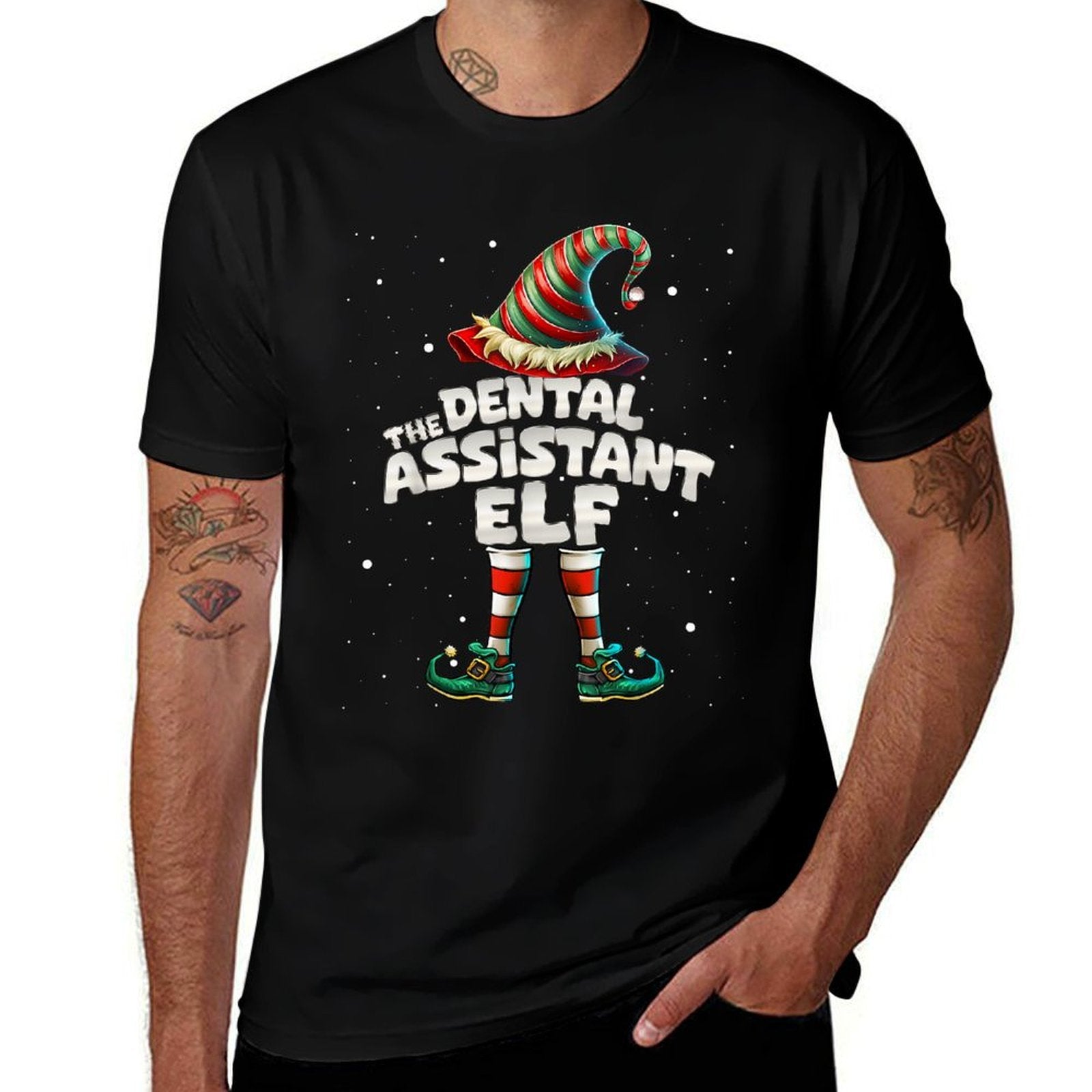 The Dental Assistant Elf Family Matching Group Christmas  Cotton T-Shirt