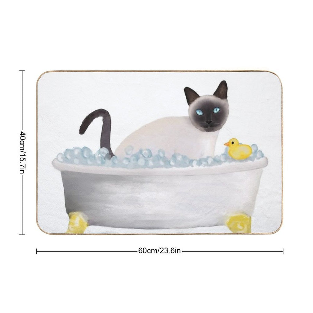 Cat In The Bathtub  Absorbent Bath Mat