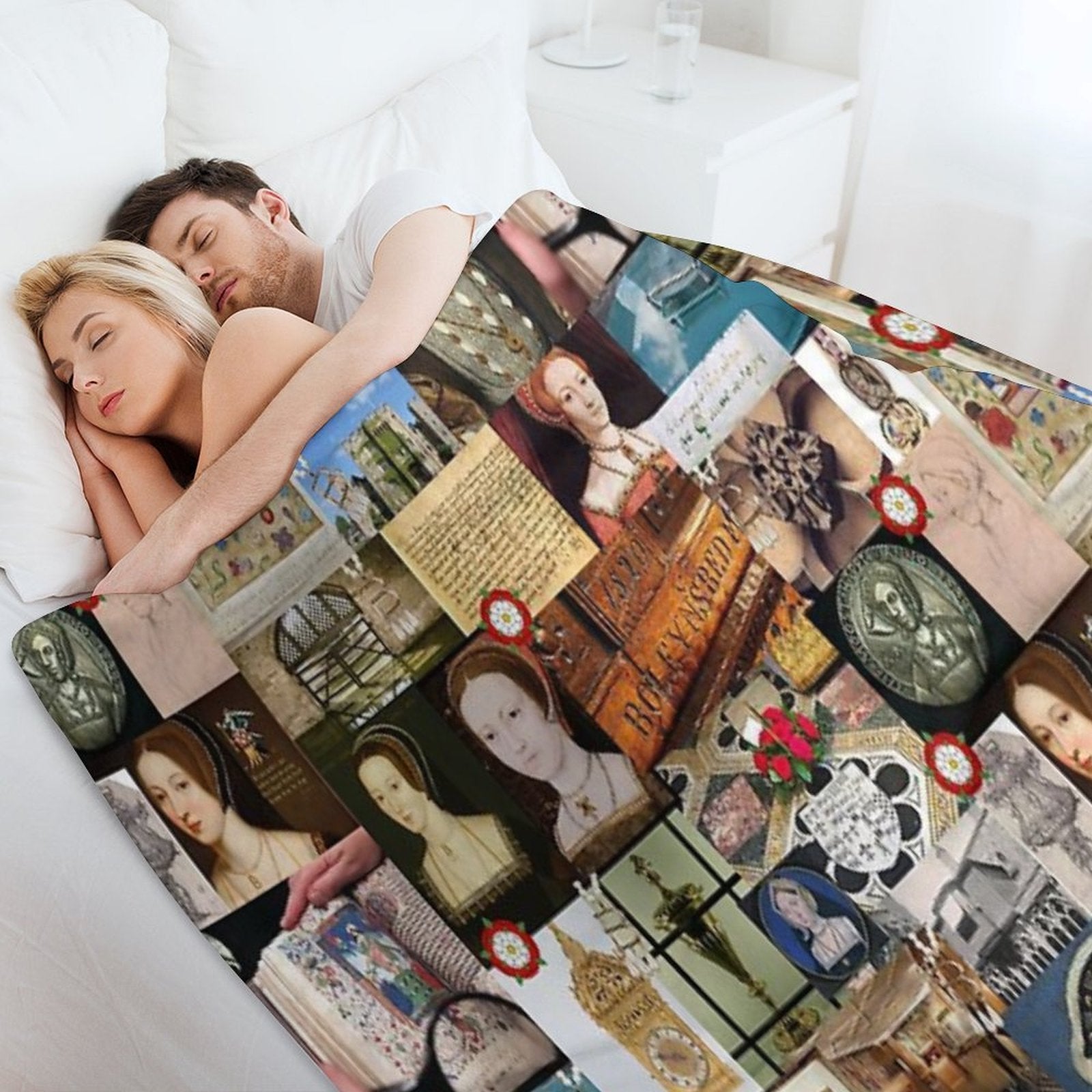 Anne Boleyn Collage Velvety-soft Throw Blanket