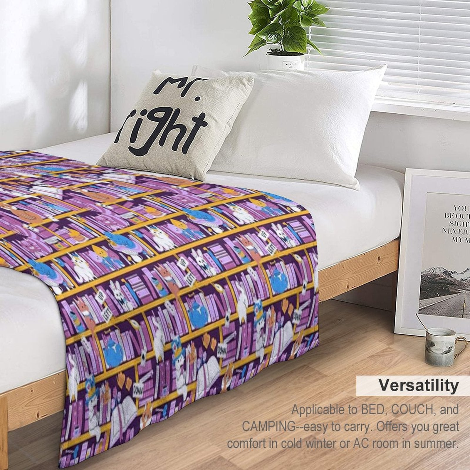 Library in Wonderland Sustainable Throw Blanket