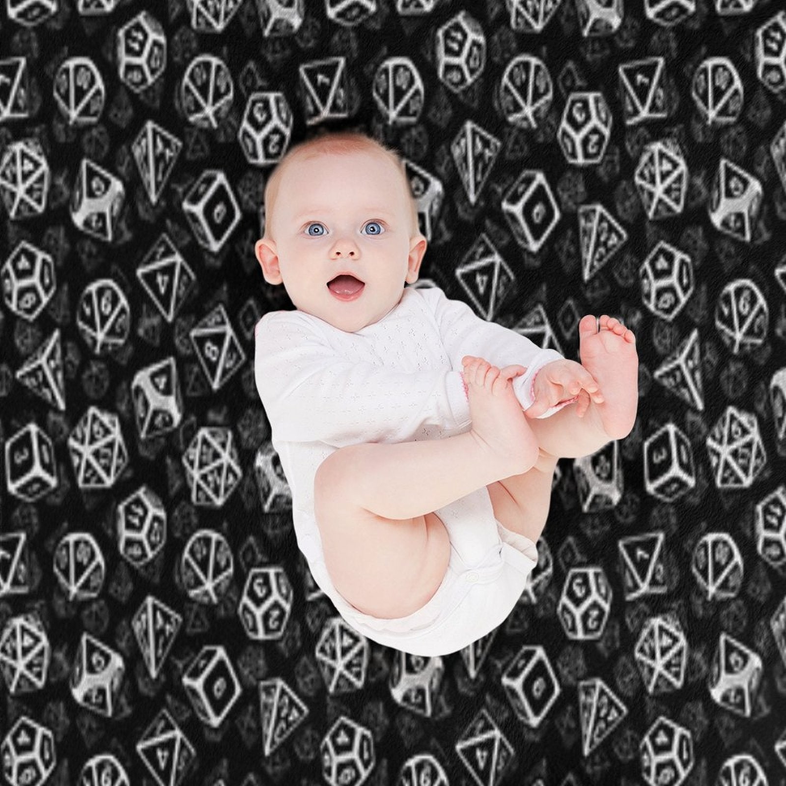 D20 Dice Set Pattern (White) Multi-functional Throw Blanket