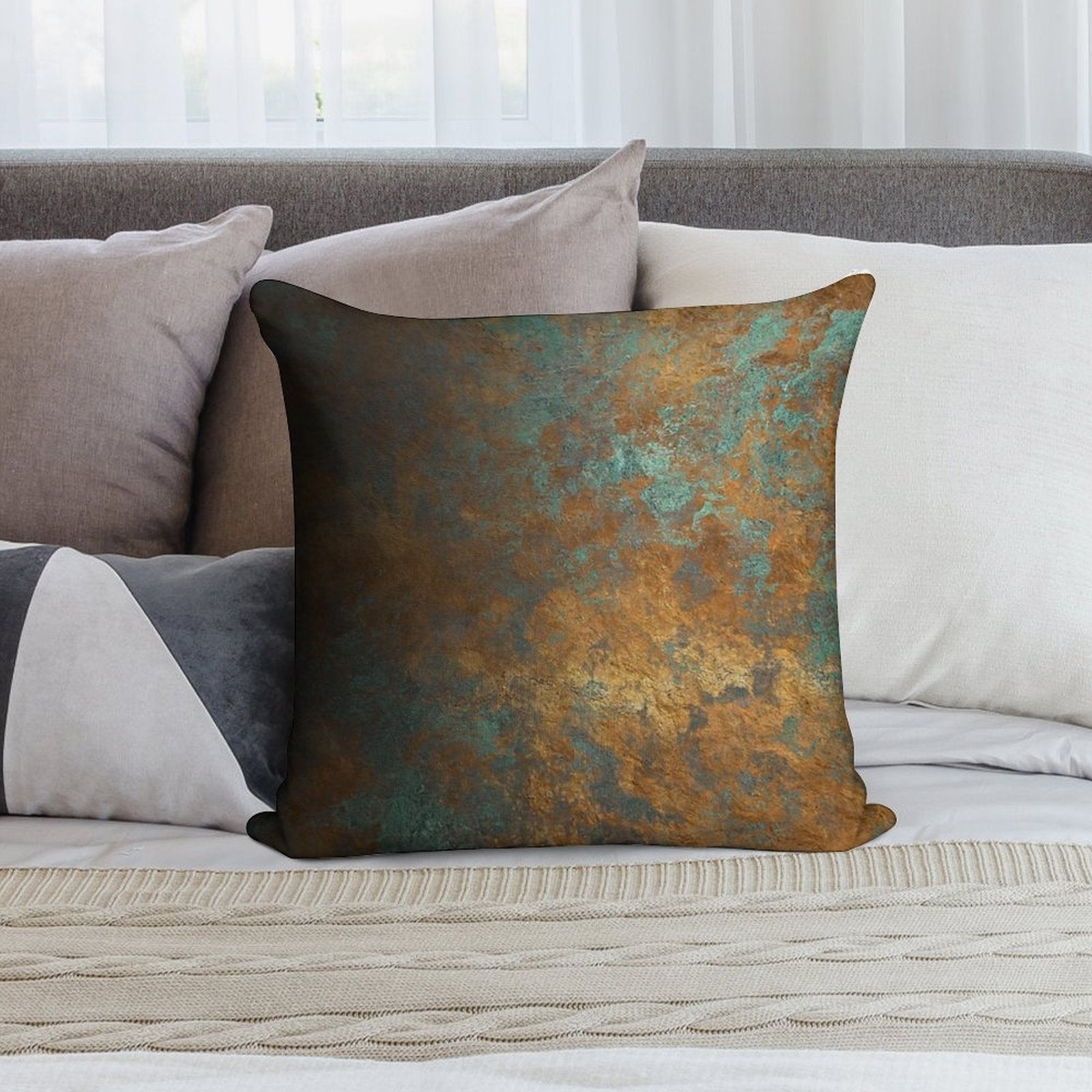 Oxidized Copper Soft Warmth Comfort Throw Pillow
