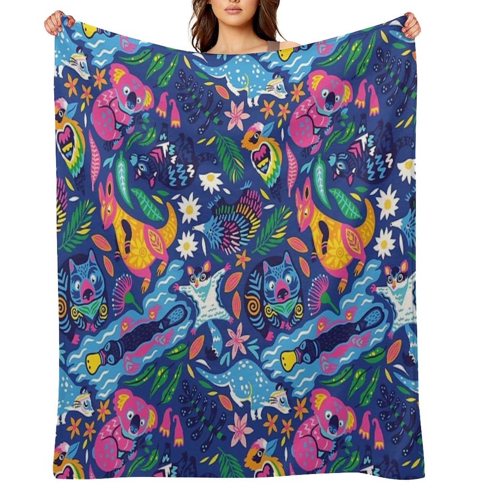 Decorative Australian Animals Velvety-soft Throw Blanket