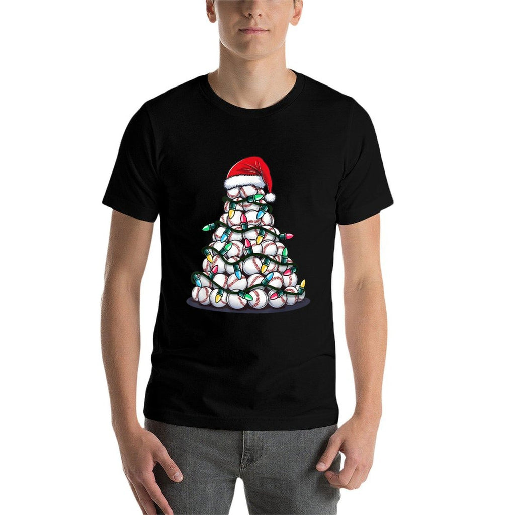Baseball Christmas Tree Men Boys Youth Santa Sports  Graphic-printed T-Shirt