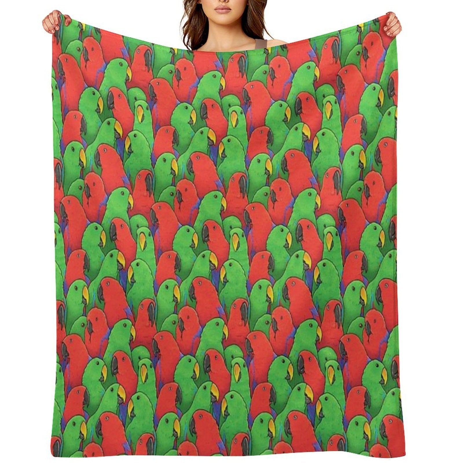 Male And Female Eclectus Parrots Sustainable Throw Blanket