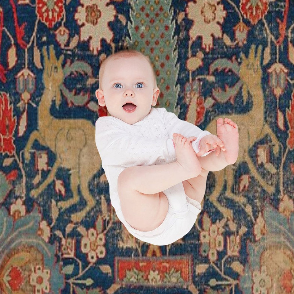 17th Century Persian Rug Print with Animals Quick-dry Throw Blanket