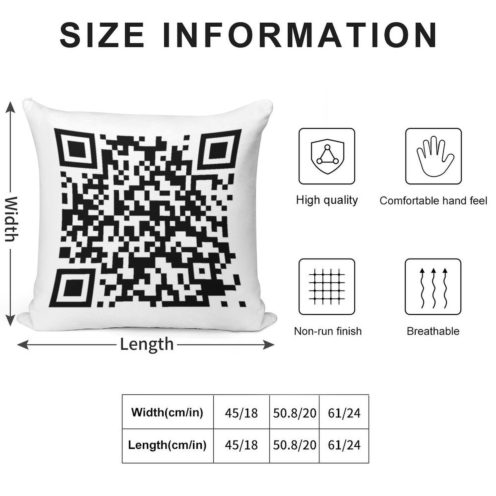 QrCode Rick Astley - Never Gonna Give You Up Soft Decorative Cover Throw Pillow