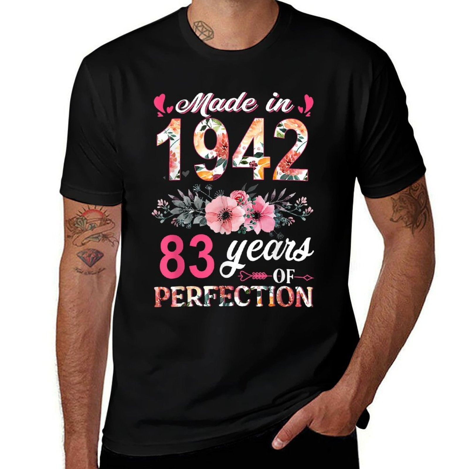 Made In 1942 Floral 83 Year Old 83th Birthday Gifts Women  Tagless Design T-Shirt