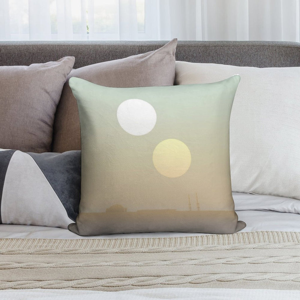 Two Suns Soft Short Plush Fabric Throw Pillow