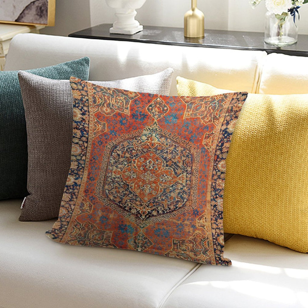 17th Century Turkish Carpet Print Soft Multiple Sizes Throw Pillow