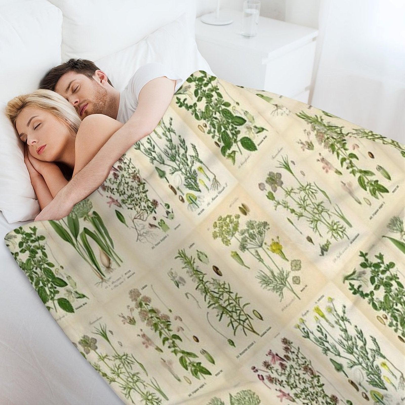 Apothecary Herbs Vintage Botanical Plants Cottagecore Compact Throw Blanket
