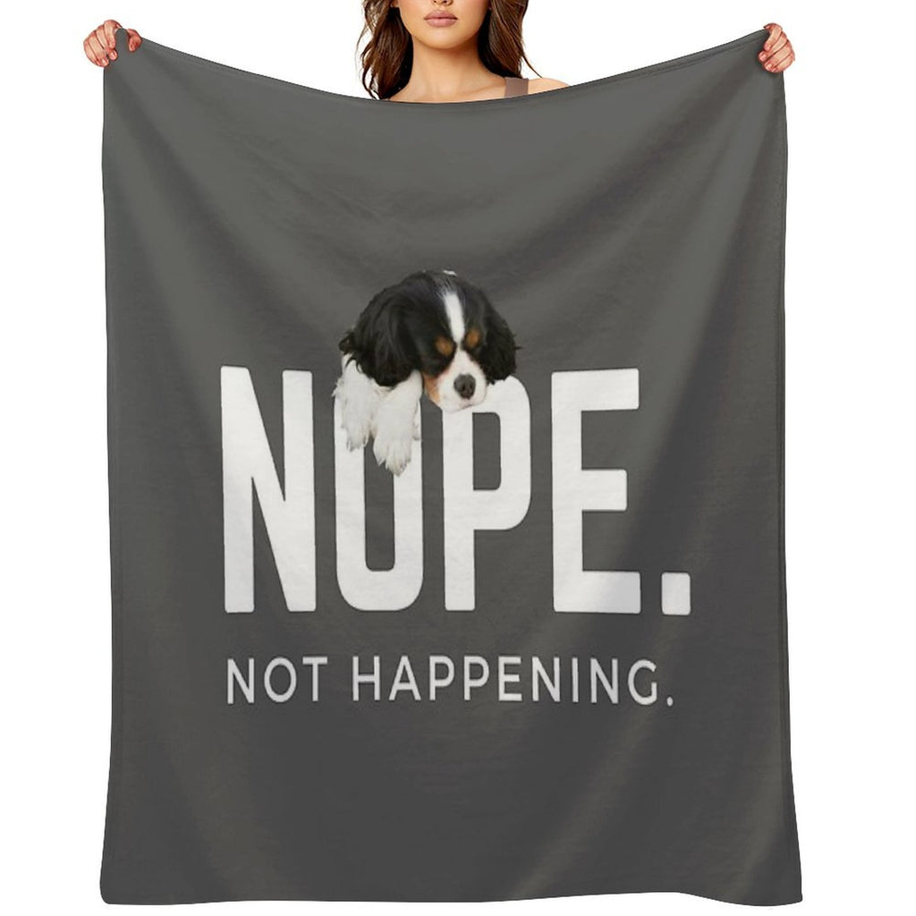 Nope. Not Happening. (Sleepy Cavalier King Charles Spaniel) Eco-conscious Throw Blanket