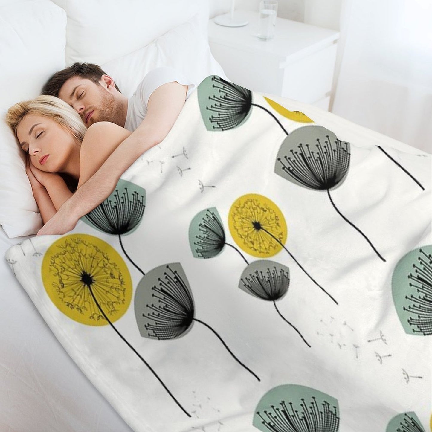 Mid Century Dandelions Wrinkle-free Throw Blanket