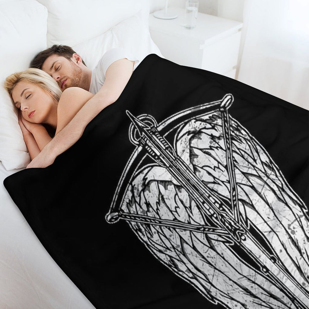 Angel Wings And Crossbow (Dirty) Velvety-soft Throw Blanket
