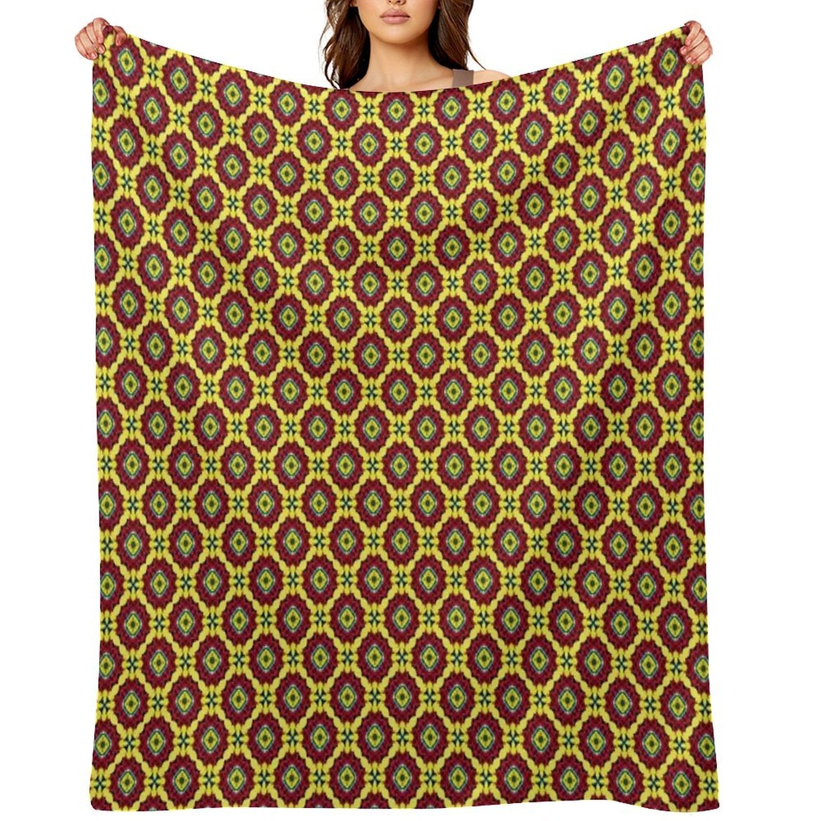 Golden Red Bouquet Grand Medallions Versatility Throw Blanket