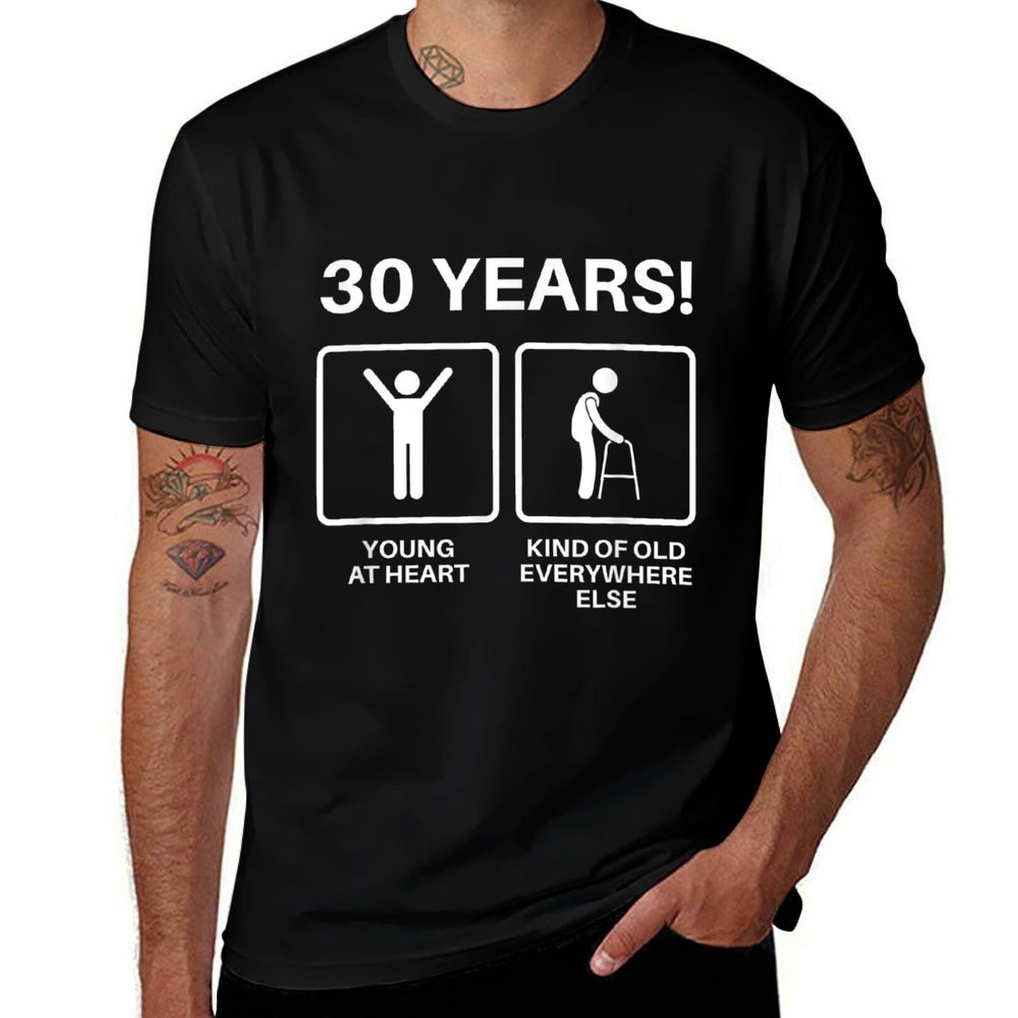 Young At Heart - Old Everywhere Else - Funny 30th Birthday  Affordable Price T-Shirt