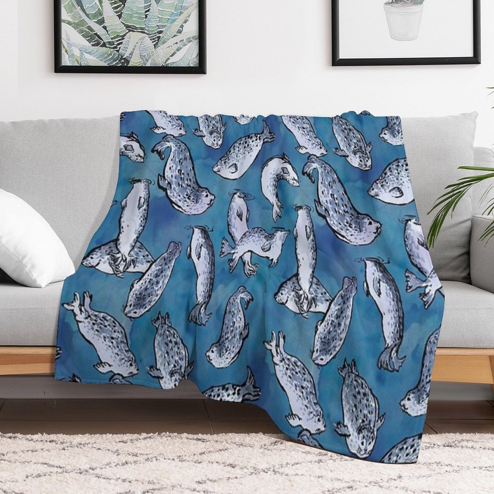 Harbor Seal Pattern Comfort Throw Blanket