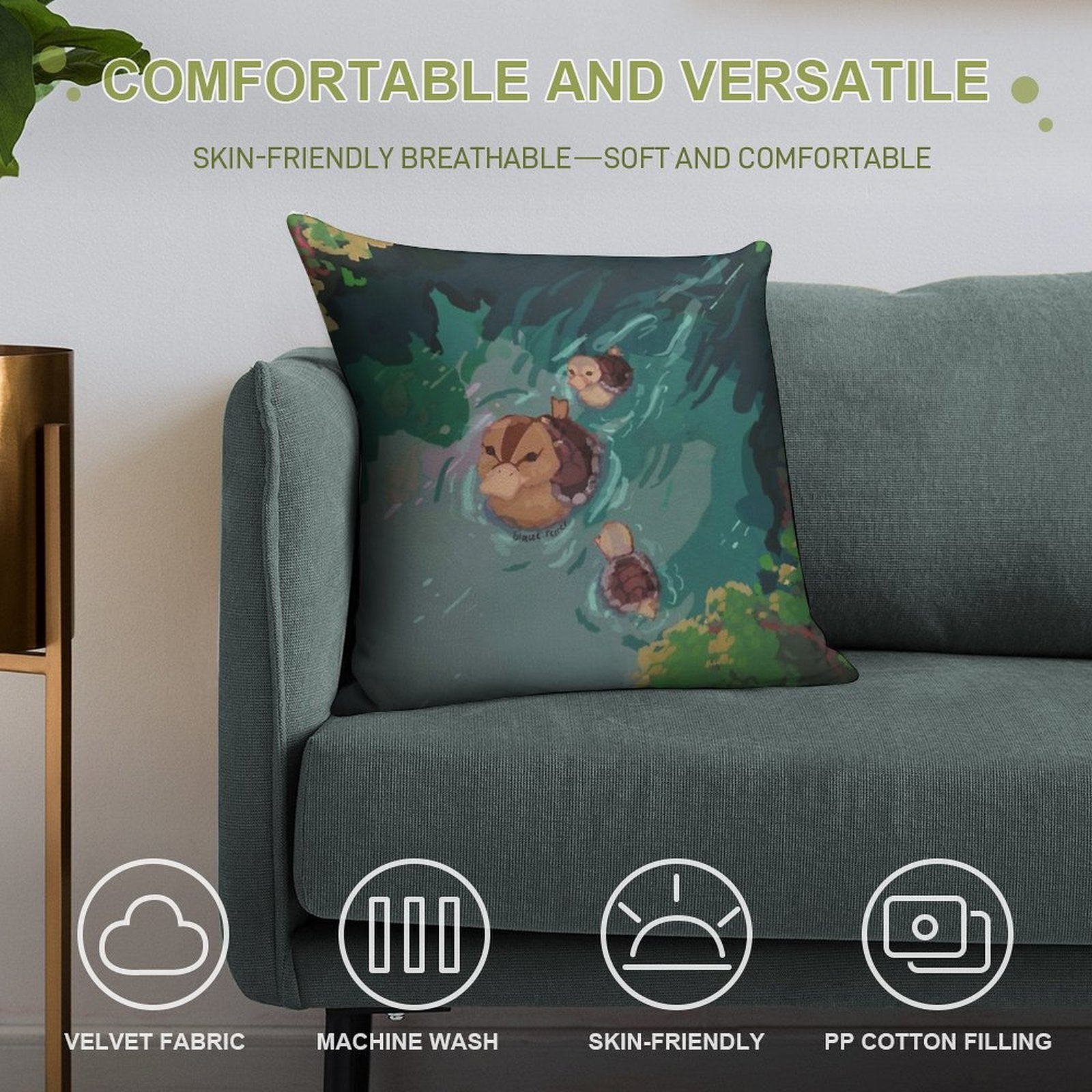 Turtle Duck Pond Avatar The Last Airbender Soft Warmth Comfort Throw Pillow