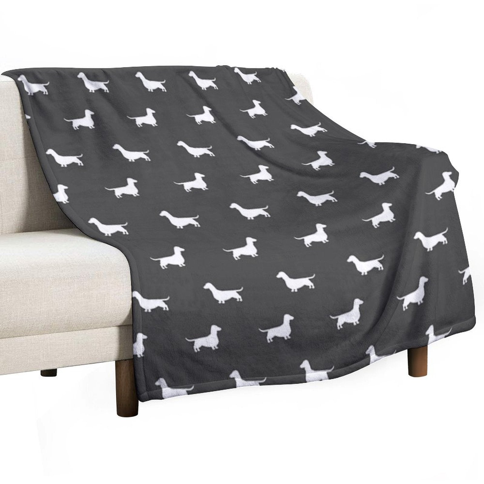Dachshund Silhouette(s)  Wiener Dog  Smooth Coated Doxie Wrinkle-free Throw Blanket